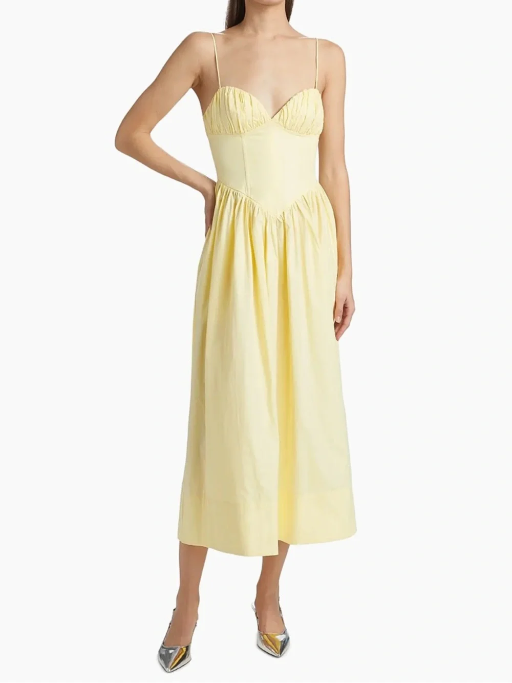 Ronny Kobo Carmine Cotton Midi Dress (orig $398) NWT Butter Yellow - Picture 1 of 8